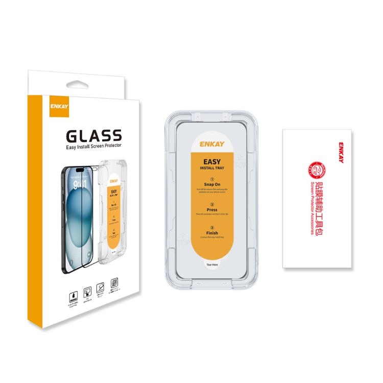 ENKAY Easy Install High Alumina Silicon Full Glass Film, For iPhone 14 / 16e / 13 / 13 Pro, For iPhone 16 Pro Max, For iPhone 16 Pro, For iPhone 16 Plus, For iPhone 15 Plus, For iPhone 16, For iPhone 15, For iPhone 15 Pro Max, For iPhone 15 Pro...