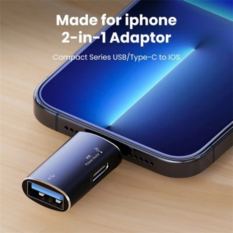 JS-103 8 Pin Male to USB+Type-C Female OTG Adapter