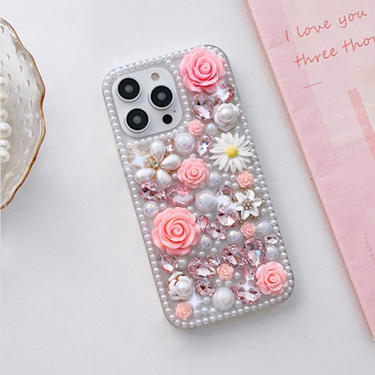 Rose Hand-set Diamond PC Phone Case, For iPhone 16e, For iPhone 16 Pro Max, For iPhone 16 Pro, For iPhone 16 Plus, For iPhone 16, For iPhone 15 Pro Max, For iPhone 15 Pro, For iPhone 15 Plus, For iPhone 15, For iPhone 14 Plus, For iPhone 14...