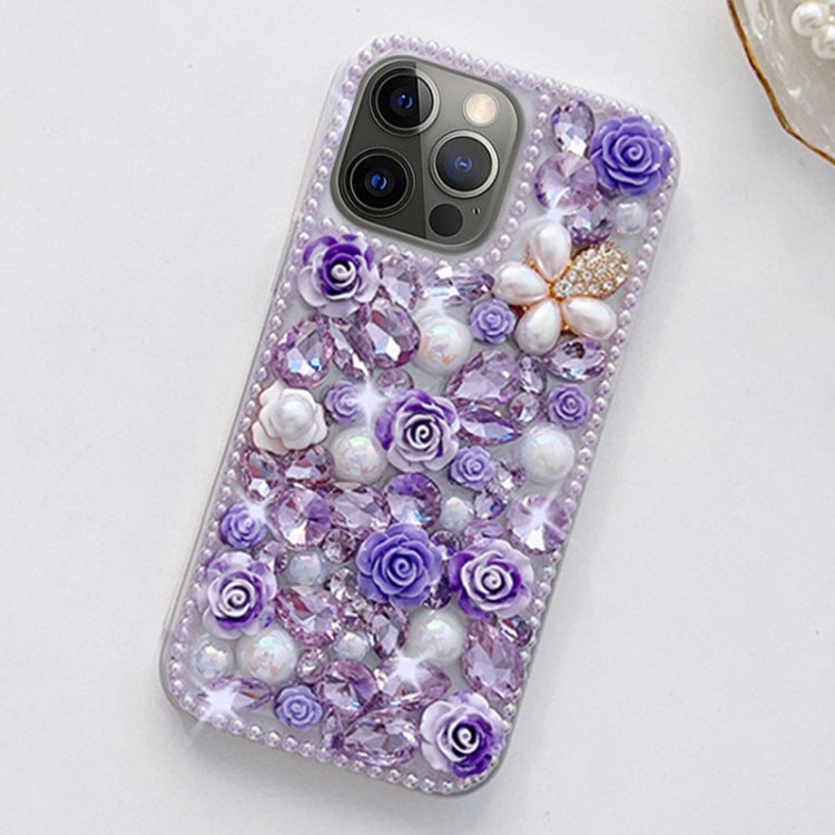 Rose Hand-set Diamond PC Phone Case, For iPhone 14 Pro Max, For iPhone 13 Pro Max, For iPhone 13 Pro, For iPhone 13, For iPhone 13 mini, For iPhone 12, For iPhone 12 Pro Max, For iPhone 12 Pro, For iPhone 12 mini, For iPhone 11 Pro Max, For iPhone 11...