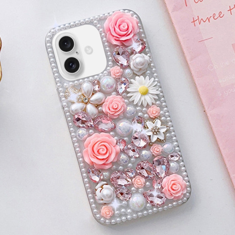 Rose Hand-set Diamond PC Phone Case, For iPhone 16e, For iPhone 16 Pro Max, For iPhone 16 Pro, For iPhone 16 Plus, For iPhone 16, For iPhone 15 Pro Max, For iPhone 15 Pro, For iPhone 15 Plus, For iPhone 15, For iPhone 14 Plus, For iPhone 14...