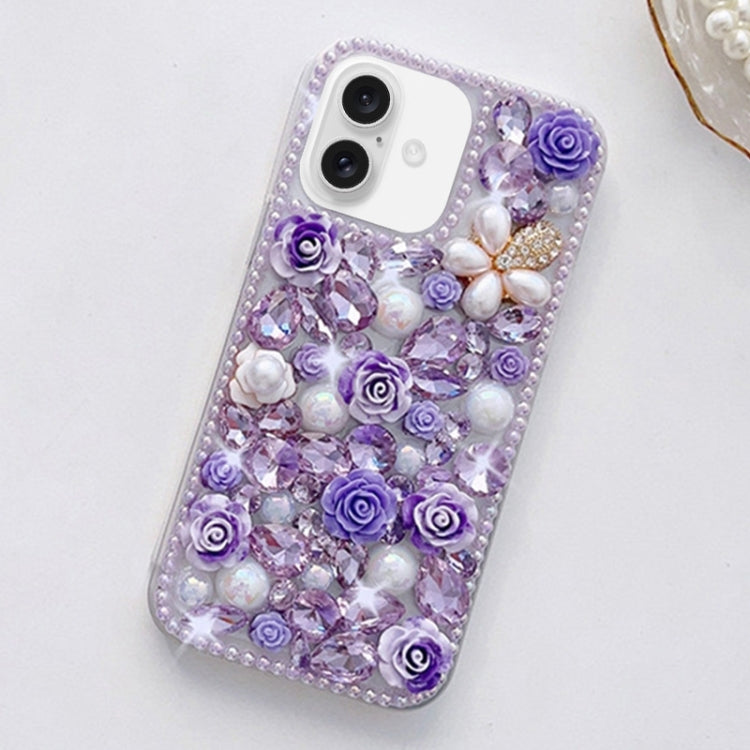 Rose Hand-set Diamond PC Phone Case, For iPhone 16e, For iPhone 16 Pro Max, For iPhone 16 Pro, For iPhone 16 Plus, For iPhone 16, For iPhone 15 Pro Max, For iPhone 15 Pro, For iPhone 15 Plus, For iPhone 15, For iPhone 14 Plus, For iPhone 14...