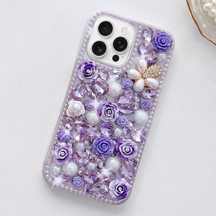 Rose Hand-set Diamond PC Phone Case, For iPhone 16e, For iPhone 16 Pro Max, For iPhone 16 Pro, For iPhone 16 Plus, For iPhone 16, For iPhone 15 Pro Max, For iPhone 15 Pro, For iPhone 15 Plus, For iPhone 15, For iPhone 14 Plus, For iPhone 14...