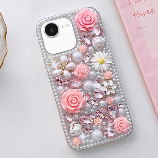 Rose Hand-set Diamond PC Phone Case, For iPhone 16e, For iPhone 16 Pro Max, For iPhone 16 Pro, For iPhone 16 Plus, For iPhone 16, For iPhone 15 Pro Max, For iPhone 15 Pro, For iPhone 15 Plus, For iPhone 15, For iPhone 14 Plus, For iPhone 14...