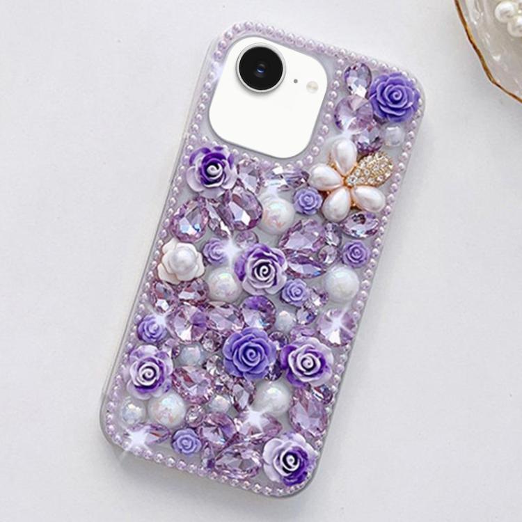 Rose Hand-set Diamond PC Phone Case, For iPhone 16e, For iPhone 16 Pro Max, For iPhone 16 Pro, For iPhone 16 Plus, For iPhone 16, For iPhone 15 Pro Max, For iPhone 15 Pro, For iPhone 15 Plus, For iPhone 15, For iPhone 14 Plus, For iPhone 14...