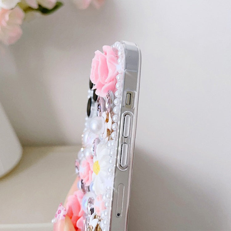 Rose Hand-set Diamond PC Phone Case, For iPhone 14 Pro Max, For iPhone 13 Pro Max, For iPhone 13 Pro, For iPhone 13, For iPhone 13 mini, For iPhone 12, For iPhone 12 Pro Max, For iPhone 12 Pro, For iPhone 12 mini, For iPhone 11 Pro Max, For iPhone 11...