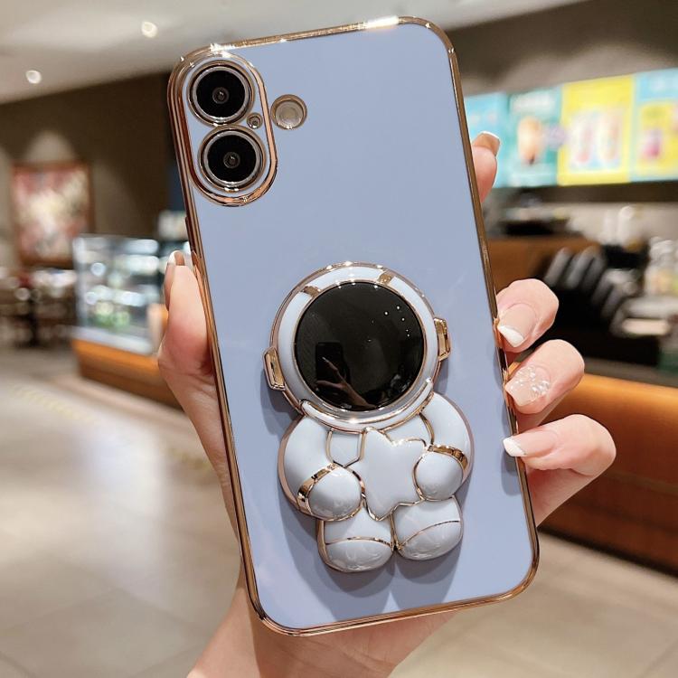 Embrace Stars Electroplating Astronaut Holder Phone Case, For iPhone 16 Pro Max, For iPhone 16 Pro, For iPhone 16 Plus, For iPhone 16