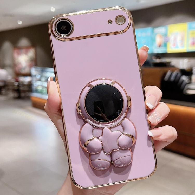 Embrace Stars Electroplating Astronaut Holder Phone Case, For iPhone 15 Pro Max, For iPhone 15 Pro, For iPhone 15 Plus, For iPhone 15