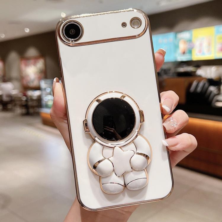 Embrace Stars Electroplating Astronaut Holder Phone Case, For iPhone 15 Pro Max, For iPhone 15 Pro, For iPhone 15 Plus, For iPhone 15