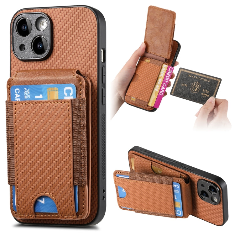 Carbon Fiber Vertical Flip Wallet Stand Phone Case, For iPhone 15, For iPhone 14 Plus, For iPhone 14, For iPhone 14 Pro