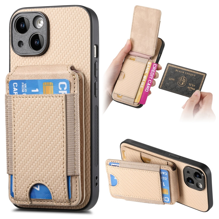 Carbon Fiber Vertical Flip Wallet Stand Phone Case, For iPhone 15, For iPhone 14 Plus, For iPhone 14, For iPhone 14 Pro