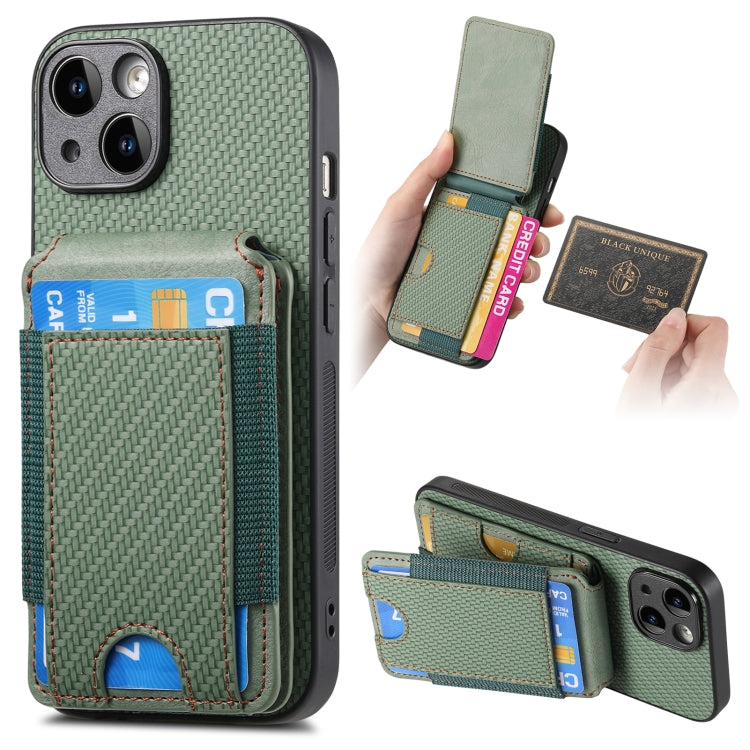 Carbon Fiber Vertical Flip Wallet Stand Phone Case, For iPhone 15, For iPhone 14 Plus, For iPhone 14, For iPhone 14 Pro