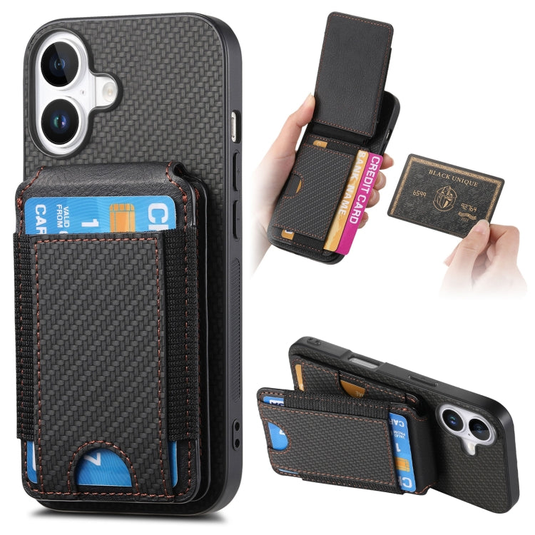 Carbon Fiber Vertical Flip Wallet Stand Phone Case, For iPhone 15, For iPhone 14 Plus, For iPhone 14, For iPhone 14 Pro