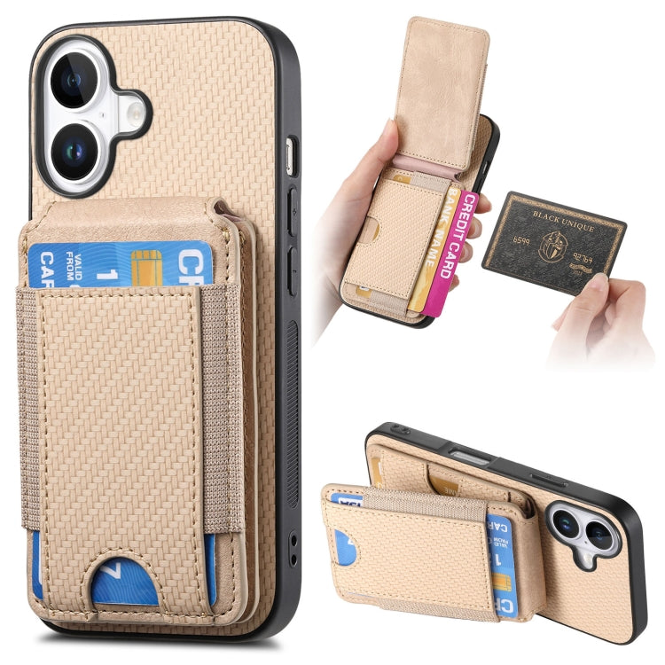 Carbon Fiber Vertical Flip Wallet Stand Phone Case, For iPhone 15, For iPhone 14 Plus, For iPhone 14, For iPhone 14 Pro