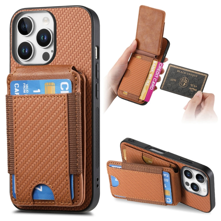 Carbon Fiber Vertical Flip Wallet Stand Phone Case, For iPhone 16, For iPhone 15 Pro Max, For iPhone 15 Pro, For iPhone 15 Plus