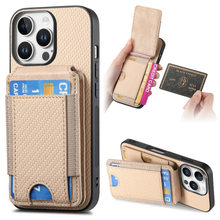 Carbon Fiber Vertical Flip Wallet Stand Phone Case, For iPhone 16, For iPhone 15 Pro Max, For iPhone 15 Pro, For iPhone 15 Plus