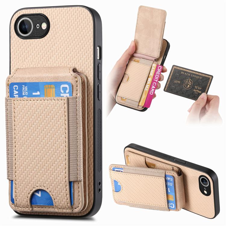 Carbon Fiber Vertical Flip Wallet Stand Phone Case, For iPhone 16e, For iPhone 16 Pro Max, For iPhone 16 Pro, For iPhone 16 Plus