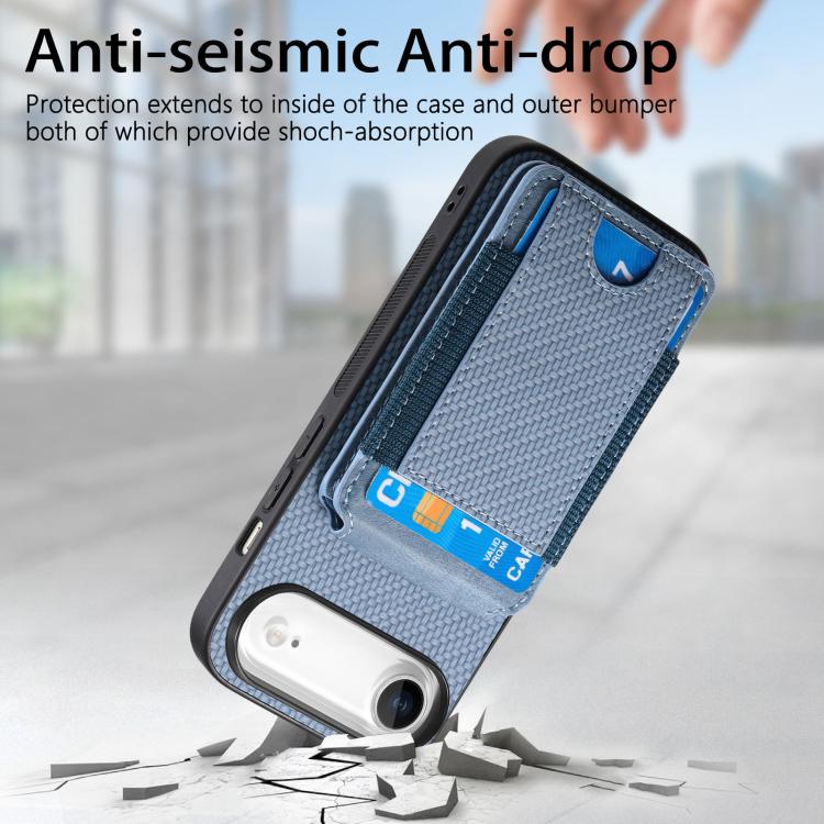 Carbon Fiber Vertical Flip Wallet Stand Phone Case, For iPhone 16, For iPhone 15 Pro Max, For iPhone 15 Pro, For iPhone 15 Plus