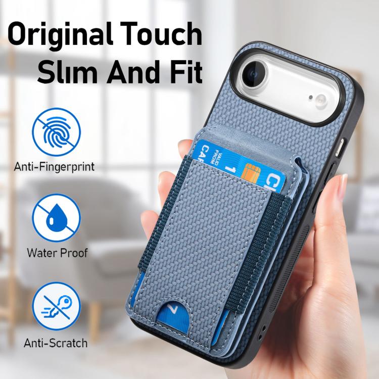 Carbon Fiber Vertical Flip Wallet Stand Phone Case, For iPhone 16, For iPhone 15 Pro Max, For iPhone 15 Pro, For iPhone 15 Plus
