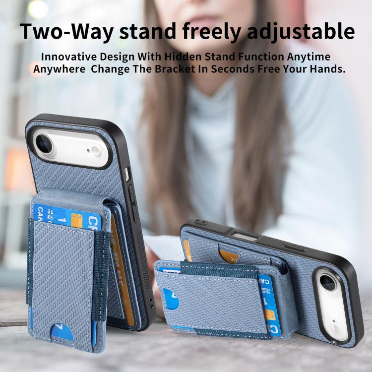 Carbon Fiber Vertical Flip Wallet Stand Phone Case, For iPhone 16, For iPhone 15 Pro Max, For iPhone 15 Pro, For iPhone 15 Plus