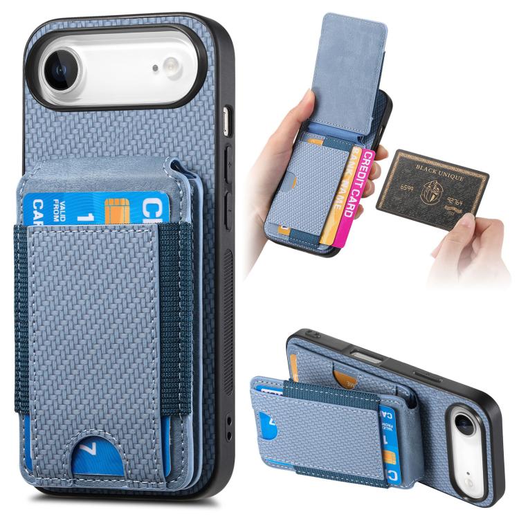 Carbon Fiber Vertical Flip Wallet Stand Phone Case, For iPhone 16, For iPhone 15 Pro Max, For iPhone 15 Pro, For iPhone 15 Plus