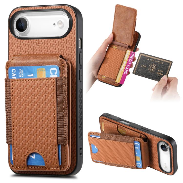 Carbon Fiber Vertical Flip Wallet Stand Phone Case, For iPhone 16, For iPhone 15 Pro Max, For iPhone 15 Pro, For iPhone 15 Plus