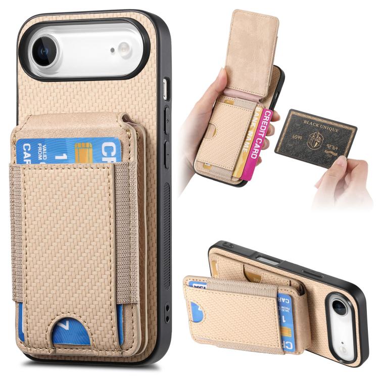 Carbon Fiber Vertical Flip Wallet Stand Phone Case, For iPhone 16, For iPhone 15 Pro Max, For iPhone 15 Pro, For iPhone 15 Plus