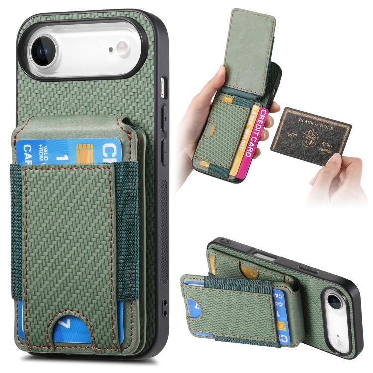 Carbon Fiber Vertical Flip Wallet Stand Phone Case, For iPhone 16, For iPhone 15 Pro Max, For iPhone 15 Pro, For iPhone 15 Plus