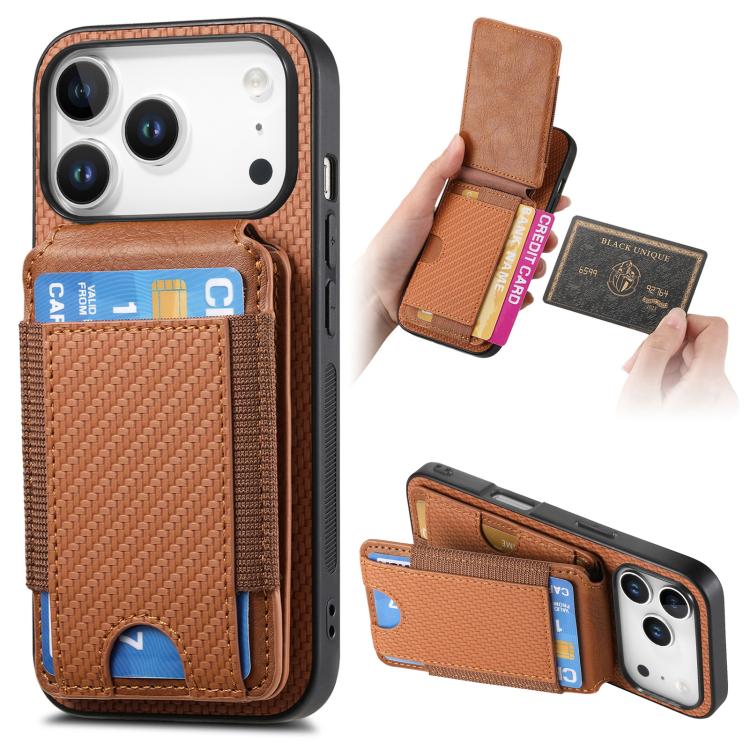Carbon Fiber Vertical Flip Wallet Stand Phone Case, For iPhone 16e, For iPhone 16 Pro Max, For iPhone 16 Pro, For iPhone 16 Plus