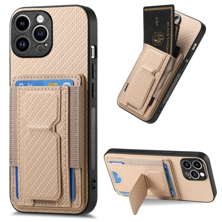 Carbon Fiber Fold Stand Elastic Card Bag Phone Case, For iPhone 14 Pro Max, For iPhone 7 / 8 / SE 2022, For iPhone 13 Pro Max, For iPhone 13 Pro