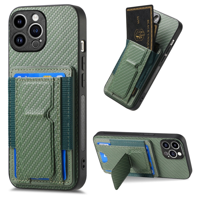 Carbon Fiber Fold Stand Elastic Card Bag Phone Case, For iPhone 14 Pro Max, For iPhone 7 / 8 / SE 2022, For iPhone 13 Pro Max, For iPhone 13 Pro
