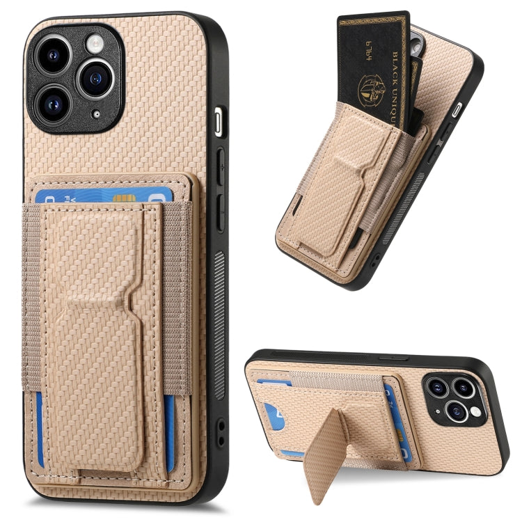 Carbon Fiber Fold Stand Elastic Card Bag Phone Case, For iPhone 11 Pro Max, For iPhone 11, For iPhone 11 Pro, For iPhone X / XS