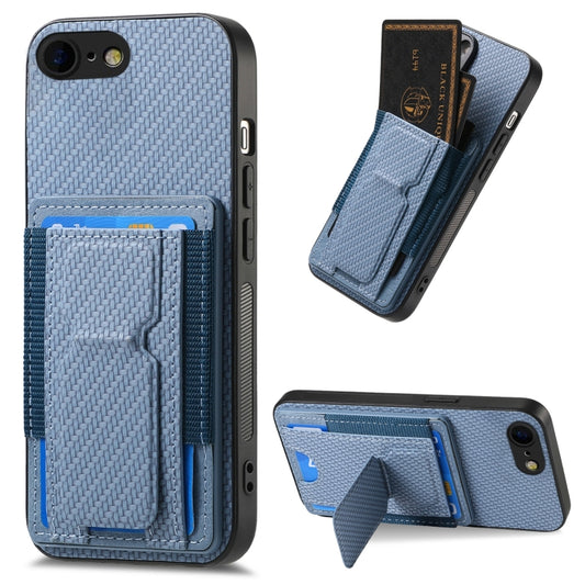 Carbon Fiber Fold Stand Elastic Card Bag Phone Case, For iPhone 6 / 6s