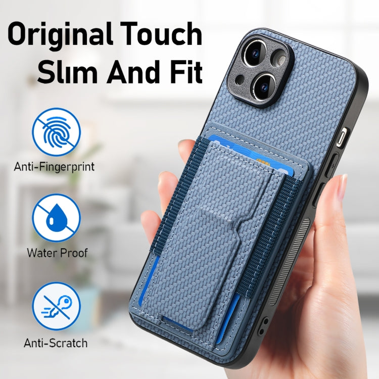 Carbon Fiber Fold Stand Elastic Card Bag Phone Case, For iPhone 6 / 6s