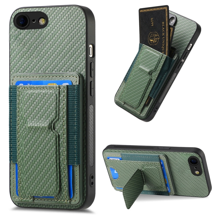 Carbon Fiber Fold Stand Elastic Card Bag Phone Case, For iPhone 6 / 6s