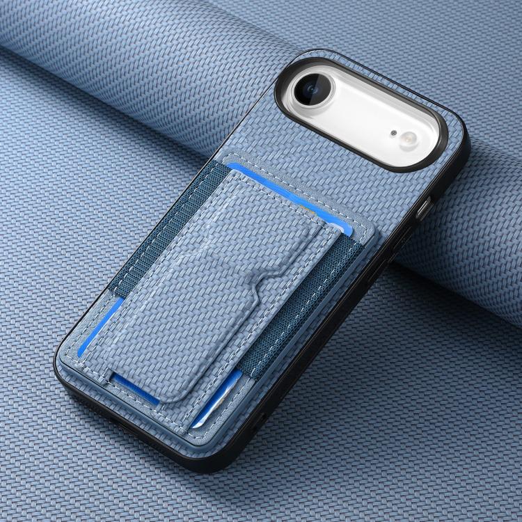 Carbon Fiber Fold Stand Elastic Card Bag Phone Case, For iPhone Air, For iPhone 15 Pro Max, For iPhone 15 Pro, For iPhone 15 Plus