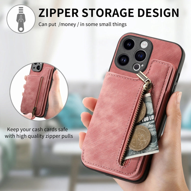 Retro Leather Zipper Wallet Back Phone Case, For iPhone 14 Pro Max, For iPhone 7 / 8 / SE 2022, For iPhone 13 Pro Max, For iPhone 13 Pro