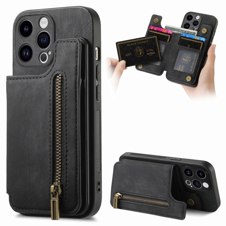 Retro Leather Zipper Wallet Back Phone Case, For iPhone 14 Pro Max, For iPhone 7 / 8 / SE 2022, For iPhone 13 Pro Max, For iPhone 13 Pro
