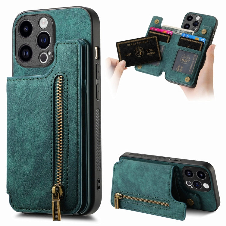 Retro Leather Zipper Wallet Back Phone Case, For iPhone 14 Pro Max, For iPhone 7 / 8 / SE 2022, For iPhone 13 Pro Max, For iPhone 13 Pro