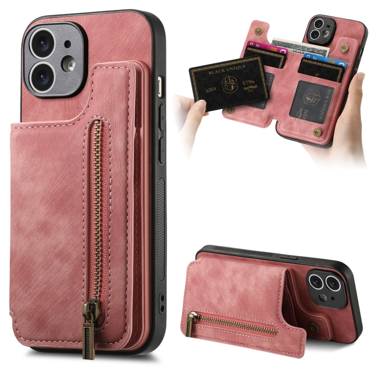 Retro Leather Zipper Wallet Back Phone Case, For iPhone 13, For iPhone 12, For iPhone 12 Pro Max, For iPhone 12 Pro