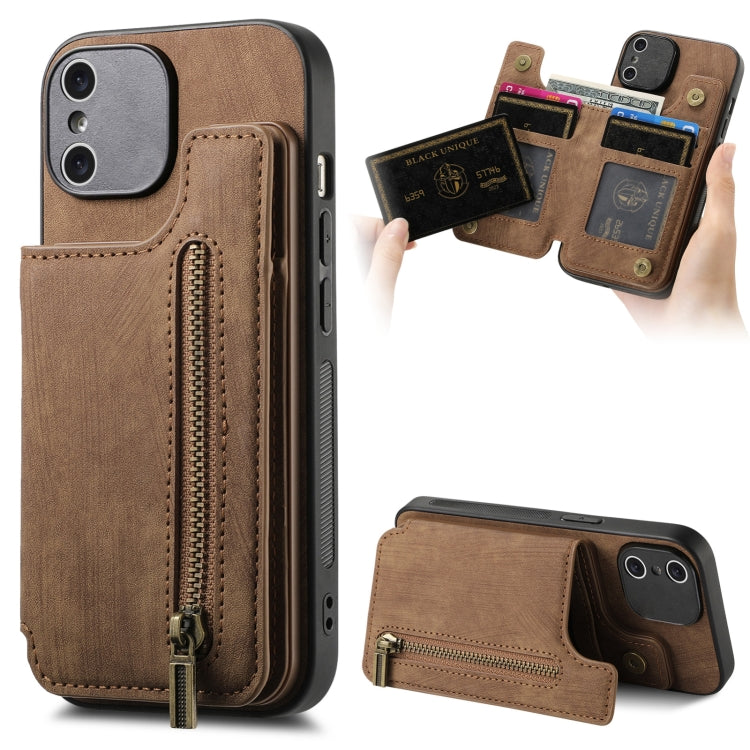 Retro Leather Zipper Wallet Back Phone Case, For iPhone 11 Pro  Max, For iPhone 11, For iPhone 11 Pro, For iPhone X / XS