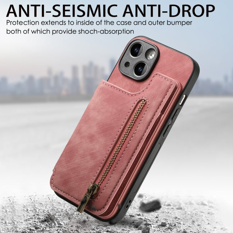Retro Leather Zipper Wallet Back Phone Case, For iPhone 6 / 6s