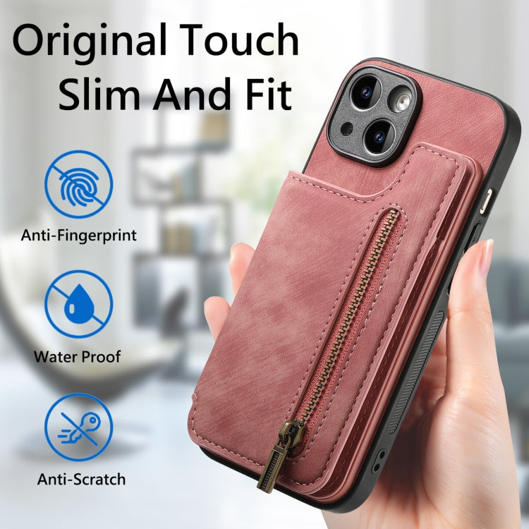 Retro Leather Zipper Wallet Back Phone Case, For iPhone 6 / 6s