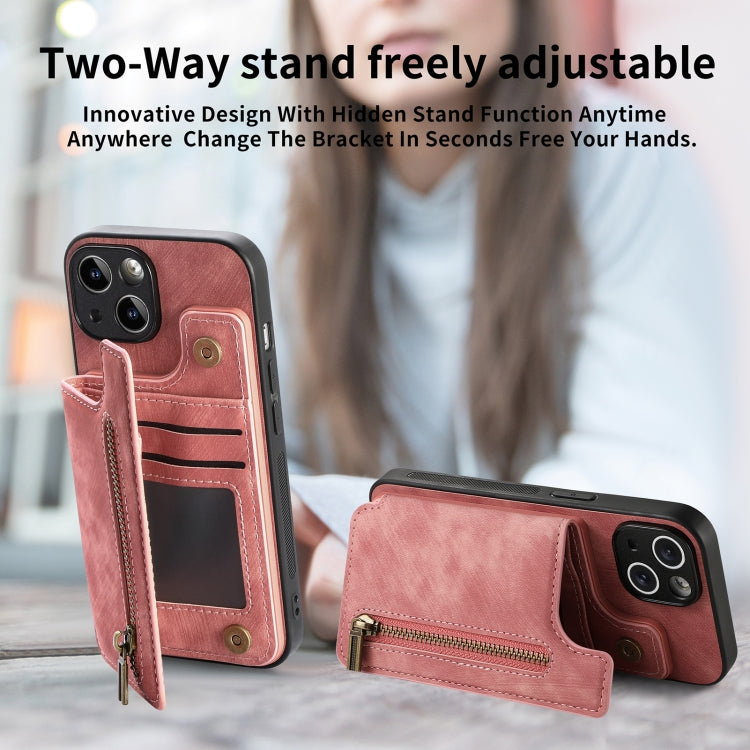 Retro Leather Zipper Wallet Back Phone Case, For iPhone 6 / 6s