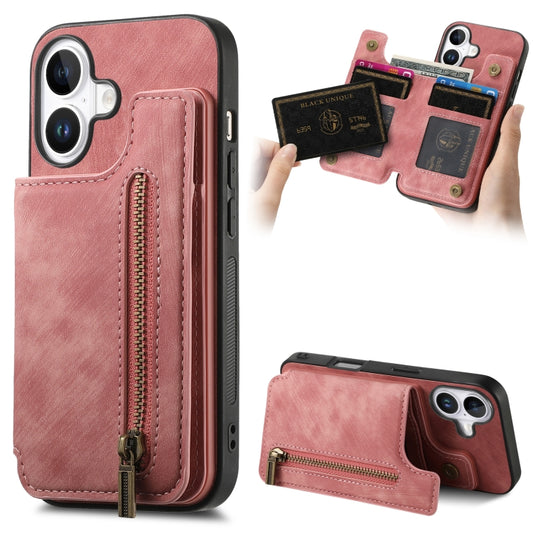 Retro Leather Zipper Wallet Back Phone Case, For iPhone 16, For iPhone 14 Plus, For iPhone 14, For iPhone 14 Pro
