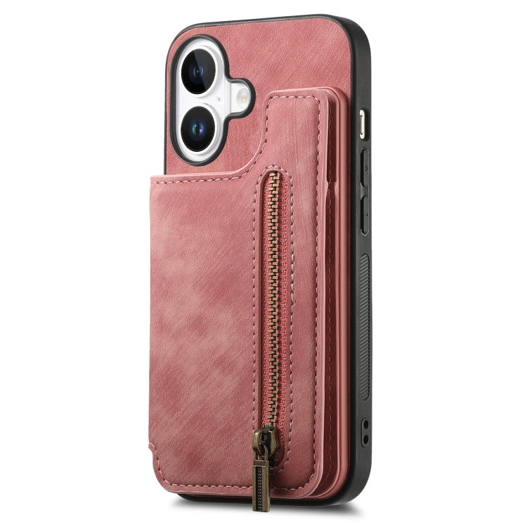 Retro Leather Zipper Wallet Back Phone Case, For iPhone 16, For iPhone 14 Plus, For iPhone 14, For iPhone 14 Pro