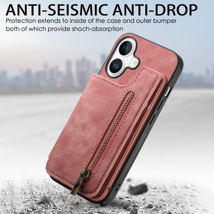 Retro Leather Zipper Wallet Back Phone Case, For iPhone 16, For iPhone 14 Plus, For iPhone 14, For iPhone 14 Pro