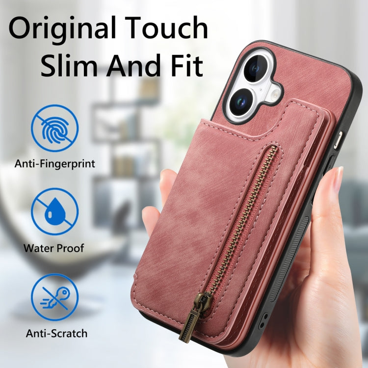Retro Leather Zipper Wallet Back Phone Case, For iPhone 16, For iPhone 14 Plus, For iPhone 14, For iPhone 14 Pro