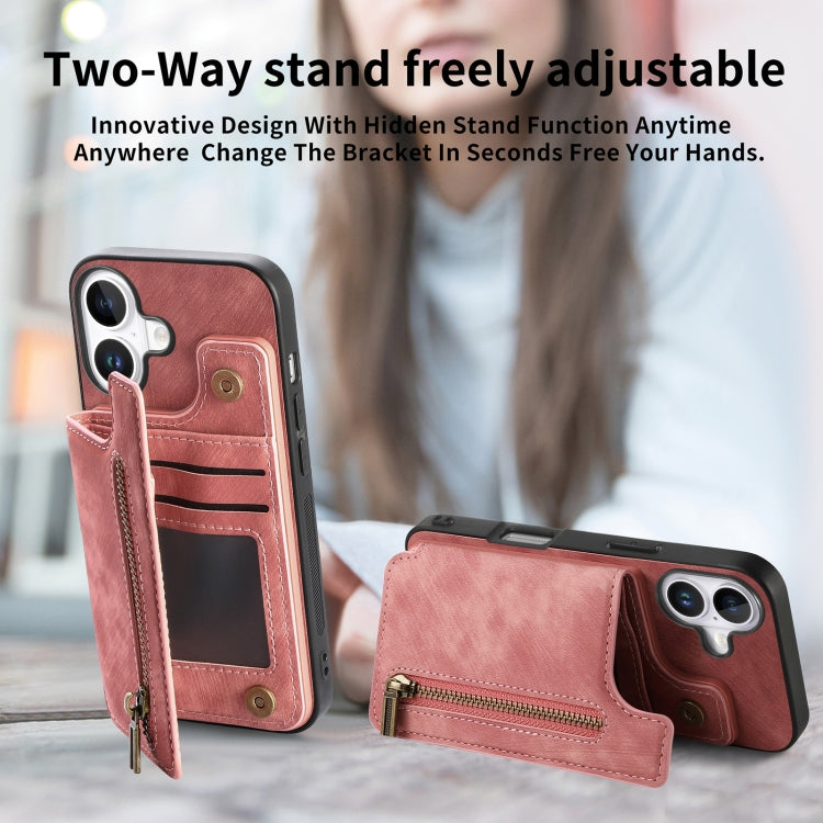 Retro Leather Zipper Wallet Back Phone Case, For iPhone 16, For iPhone 14 Plus, For iPhone 14, For iPhone 14 Pro