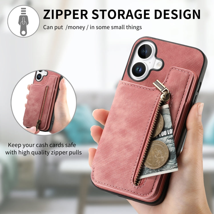Retro Leather Zipper Wallet Back Phone Case, For iPhone 16, For iPhone 14 Plus, For iPhone 14, For iPhone 14 Pro